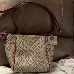 Liz Claiborne Geometric Patterned Handbag - Red and Brown